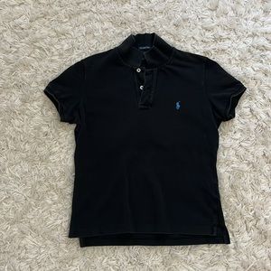 Ralph Lauren skinny polo washed black pique finish, size L